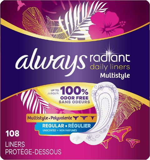 图片  Always, Radiant Daily Liners For Women, Regular Length, 108 Count
