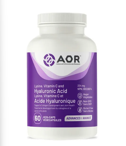 圖片 AOR, Lysine, Vitamin C and Hyaluronic Acid, 244 mg, 60 Capsules