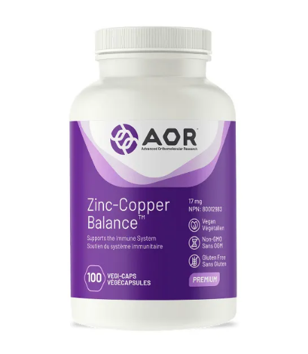 圖片 AOR, Zinc-Copper Balance, 17mg, 100 Capsules