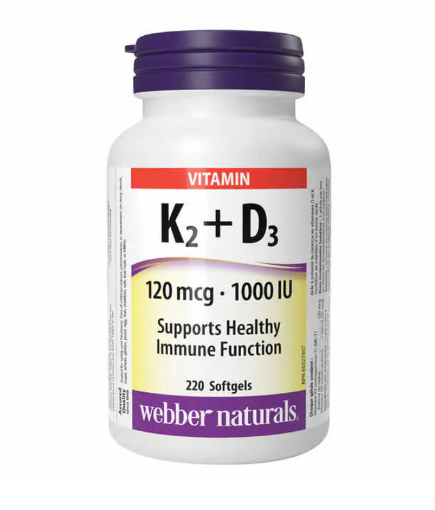 圖片 webber naturals 维生素 K2+D3 120 微克/1000 IU - 220 粒软胶囊