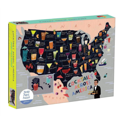 圖片 Galison Cocktail Map of the USA 1000 Piece Puzzle
