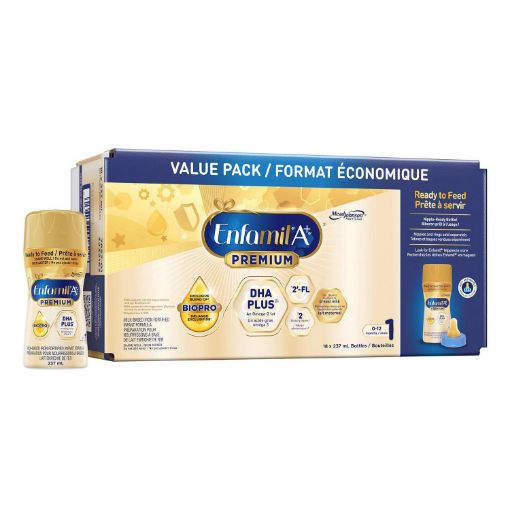 Picture of Enfamil A+, Premium, Baby Formula, Ready To Feed Bottles, with 2'FL for immune support and DHA, 237ml x 18
