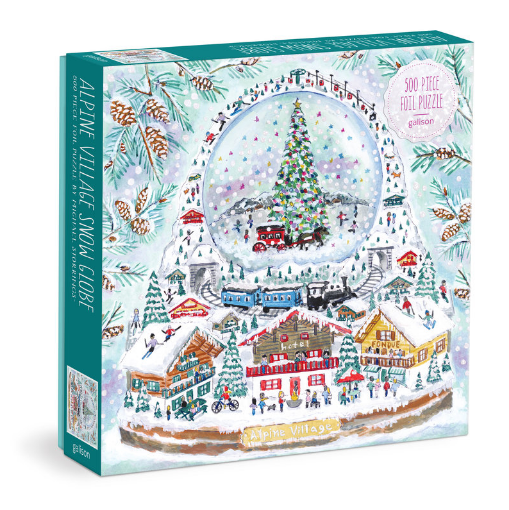 图片  Galison Michael Storrings Alpine Village Snowglobe 500 Piece Foil Puzzle