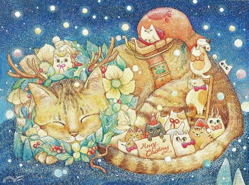 Picture of PINTOO H2250 Cotton Lion - Christmas Night & Cats 1200p