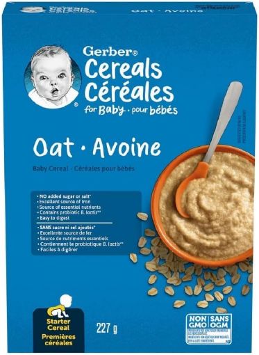 圖片 GERBER CEREAL Stage 1 - Oat, Baby Food, Cereals, Starter Stage, 227 g, 6 Pack