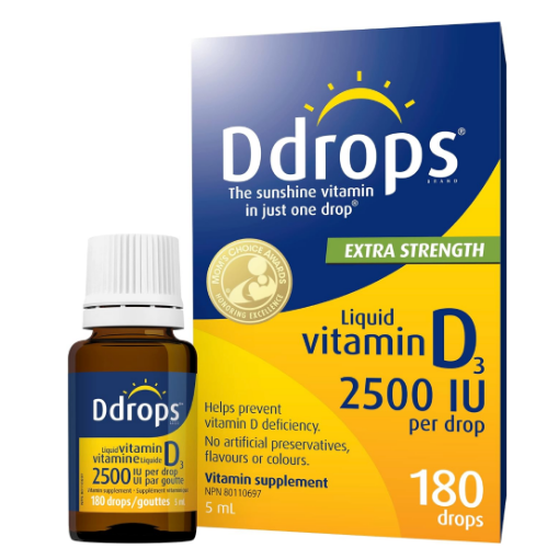 图片   Ddrops Adults 2500IU Liquid Vitamin D3 Drops, 180 drops.