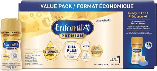 Picture of Enfamil A+ 1 Baby Formula, Ready to feed bottles, Nipple-Ready 18x237mL